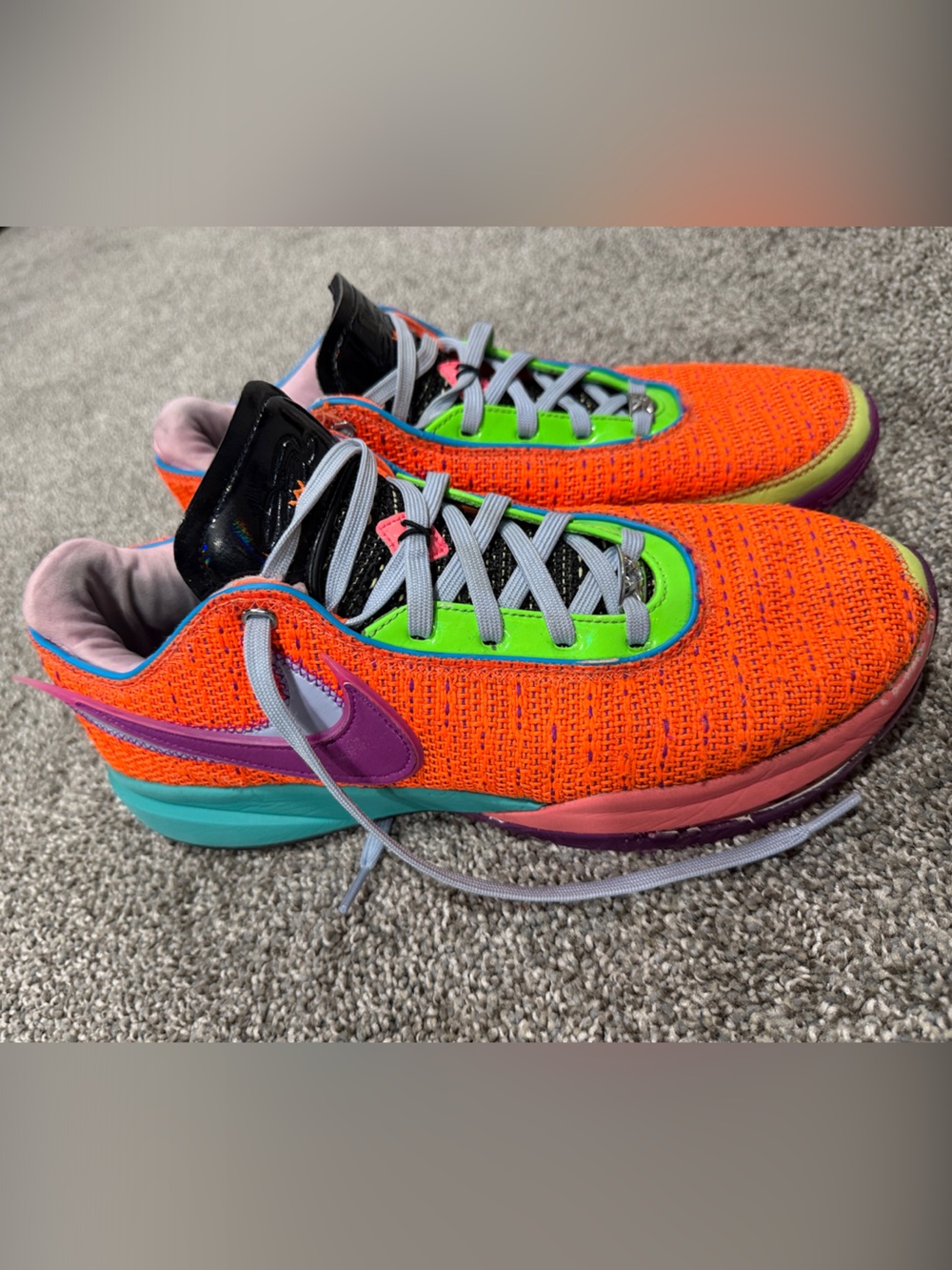 Lebron Nike Orange, Green & Purple basketball Shoes